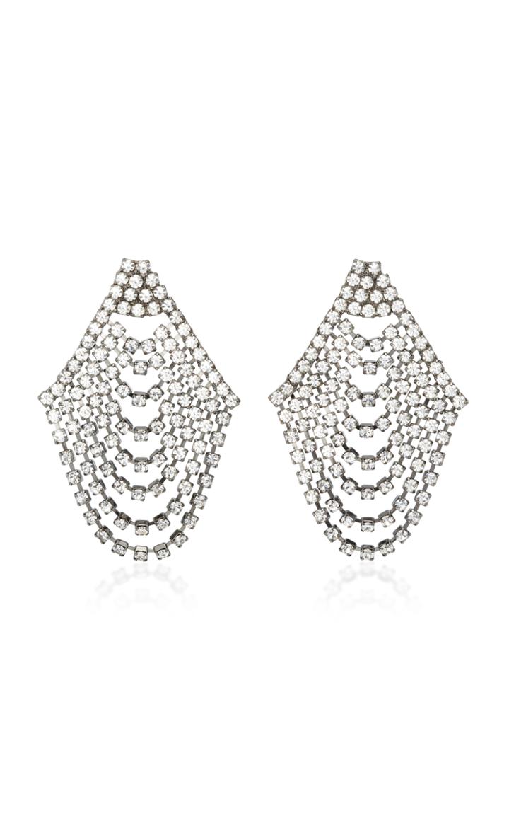 Jennifer Behr Seraphina Cascade Gunmetal-plated Swarovski Crystal Earrings