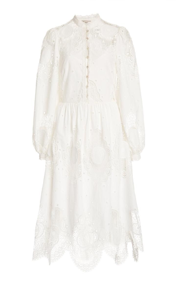 Temperley London Judy Lace-inset Broderie Anglaise Midi Dress