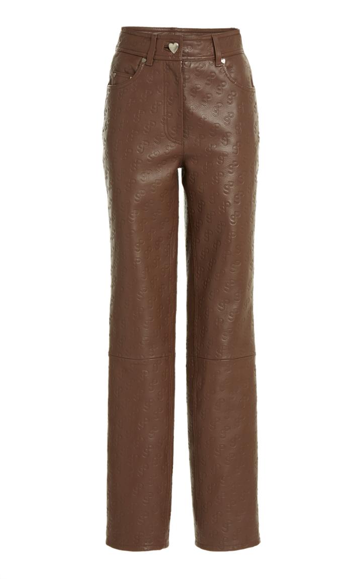 Moda Operandi Saks Potts Rosita Straight-leg Logo-embossed Leather Pants