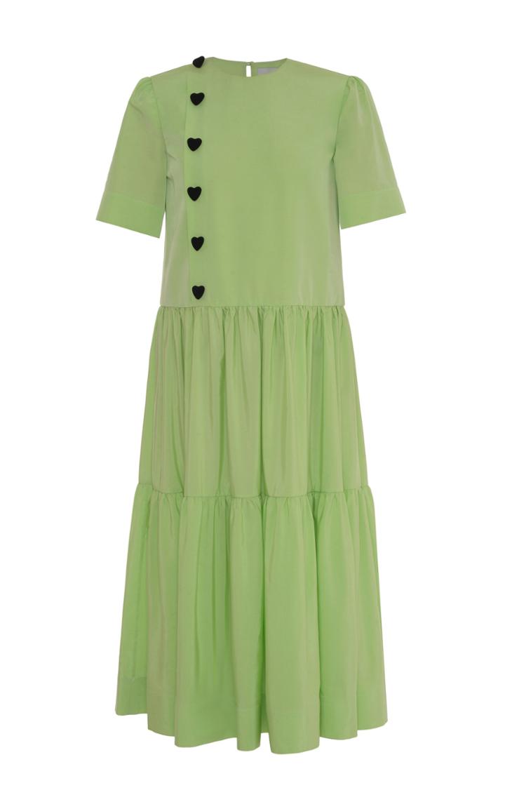 George Keburia Tiered Ruffles Satin Dress