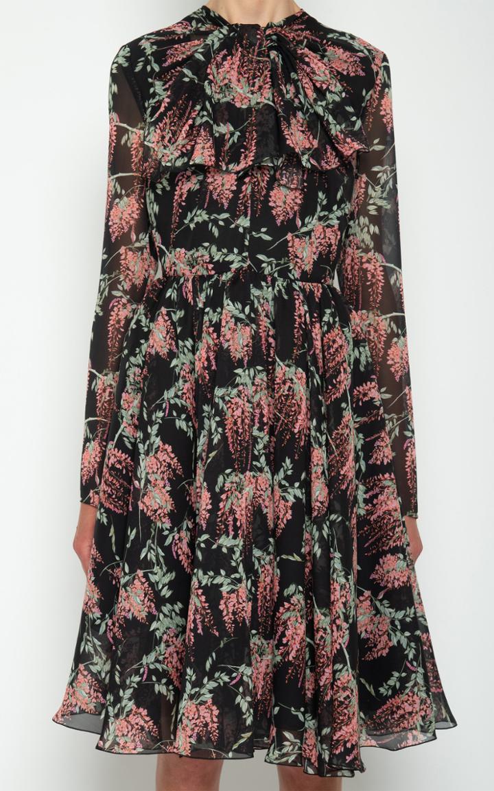 Moda Operandi Giambattista Valli Printed Silk Tie-neck Dress