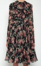 Moda Operandi Giambattista Valli Printed Silk Tie-neck Dress