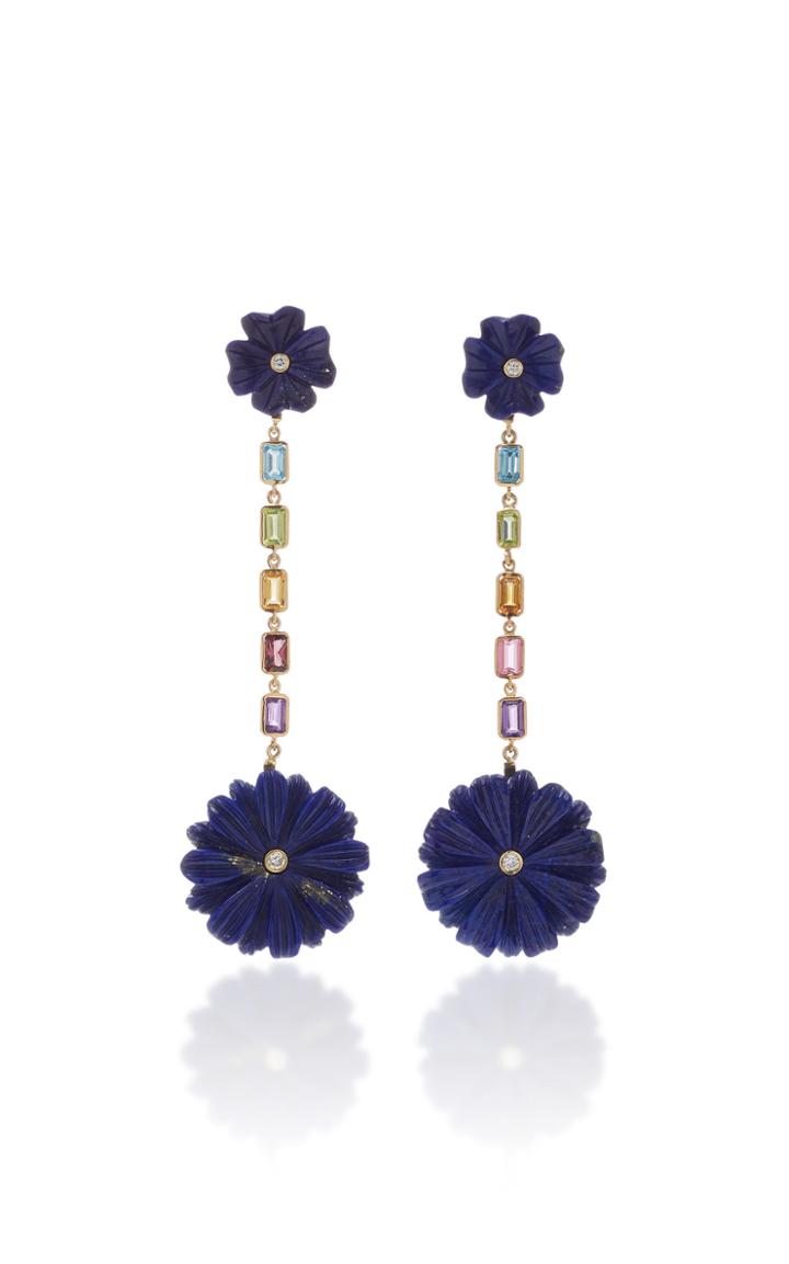 Brent Neale Lapis Flower And Rainbow Drop Earrings