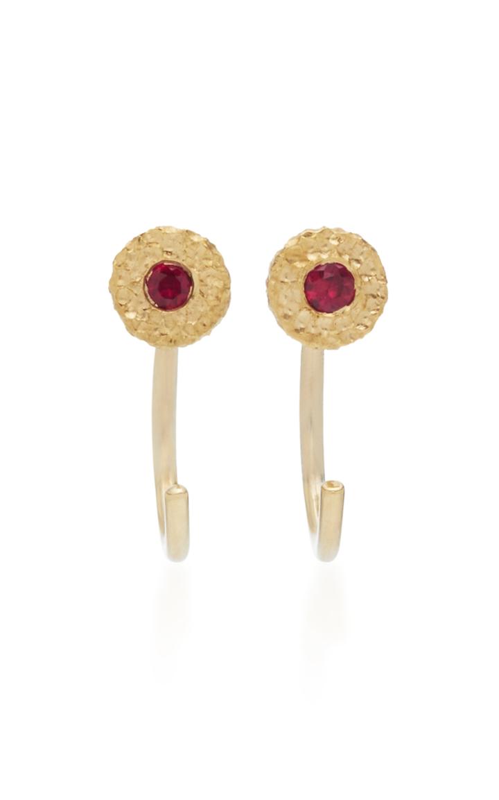 Octavia Elizabeth Ruby Nesting Gem 18k Gold Ruby Earrings