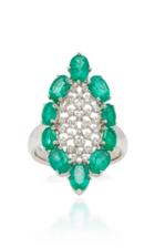 Sutra White Gold Emerald And Diamond Ring