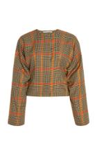 Roseanna Eline Plaid Collarless Button Down Shirt
