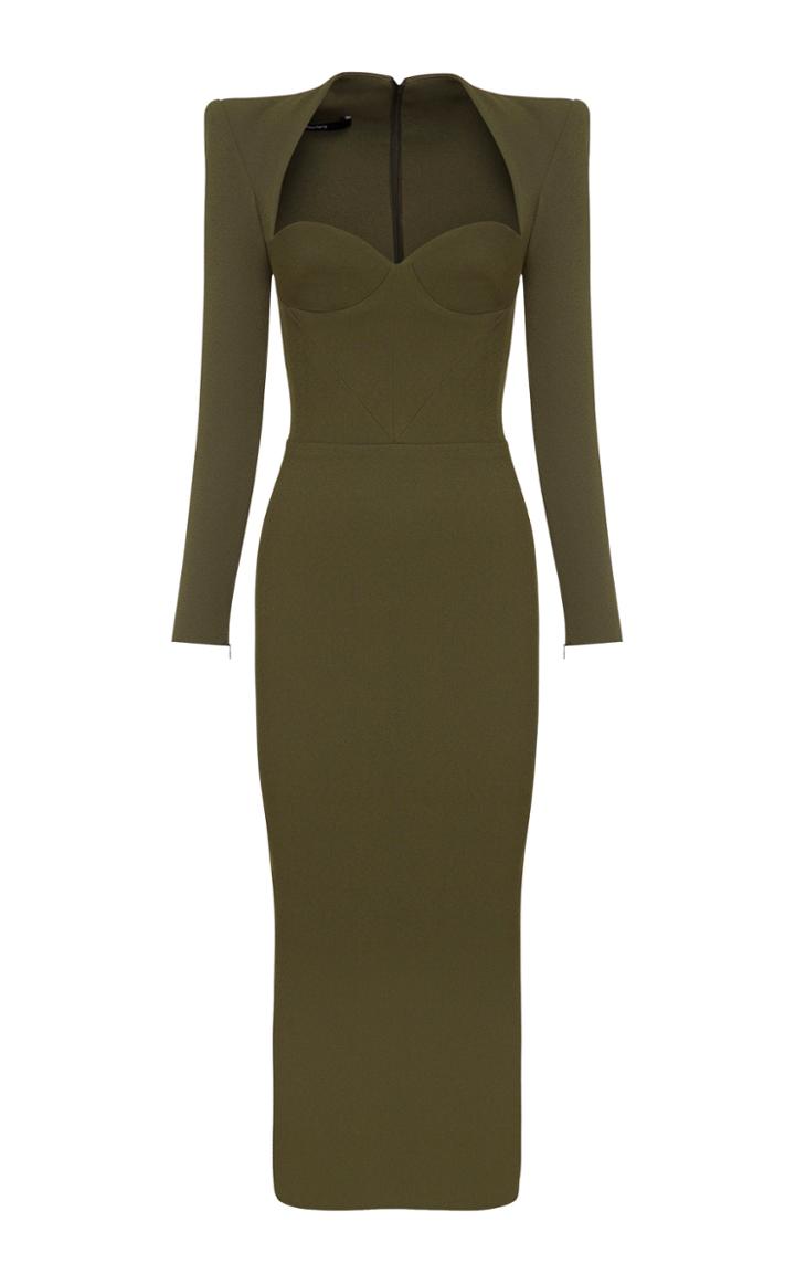 Alex Perry Ambrose Sweetheart-neck Crepe Midi Dress
