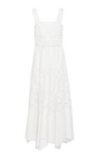 Rosie Assoulin Asymmetric Guipure Lace-paneled Cotton Midi Dress