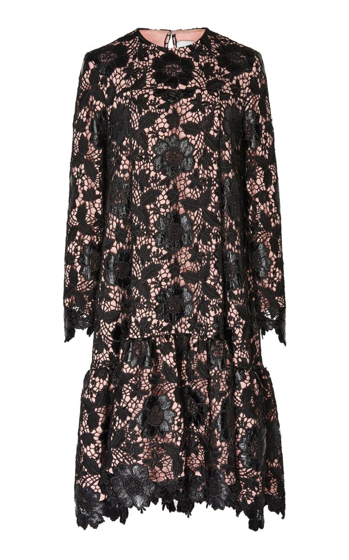 Huishan Zhang Jodie Lace Flounced Hem Dress