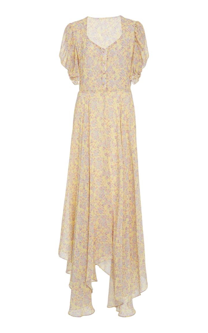Loveshackfancy Coralie Silk Floral Maxi Dress