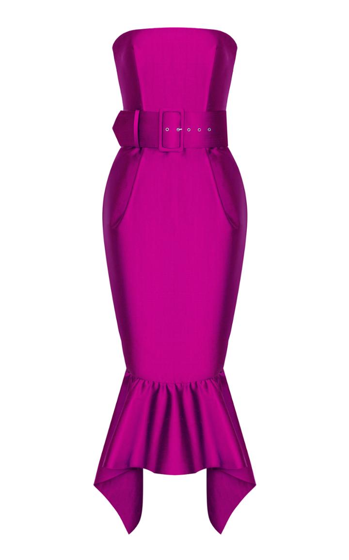 Rasario Strapless Silk Satin Gown Size: 34