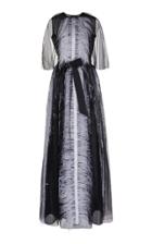 Huishan Zhang Vanessa Ostrich Feather Embellished Tulle Gown