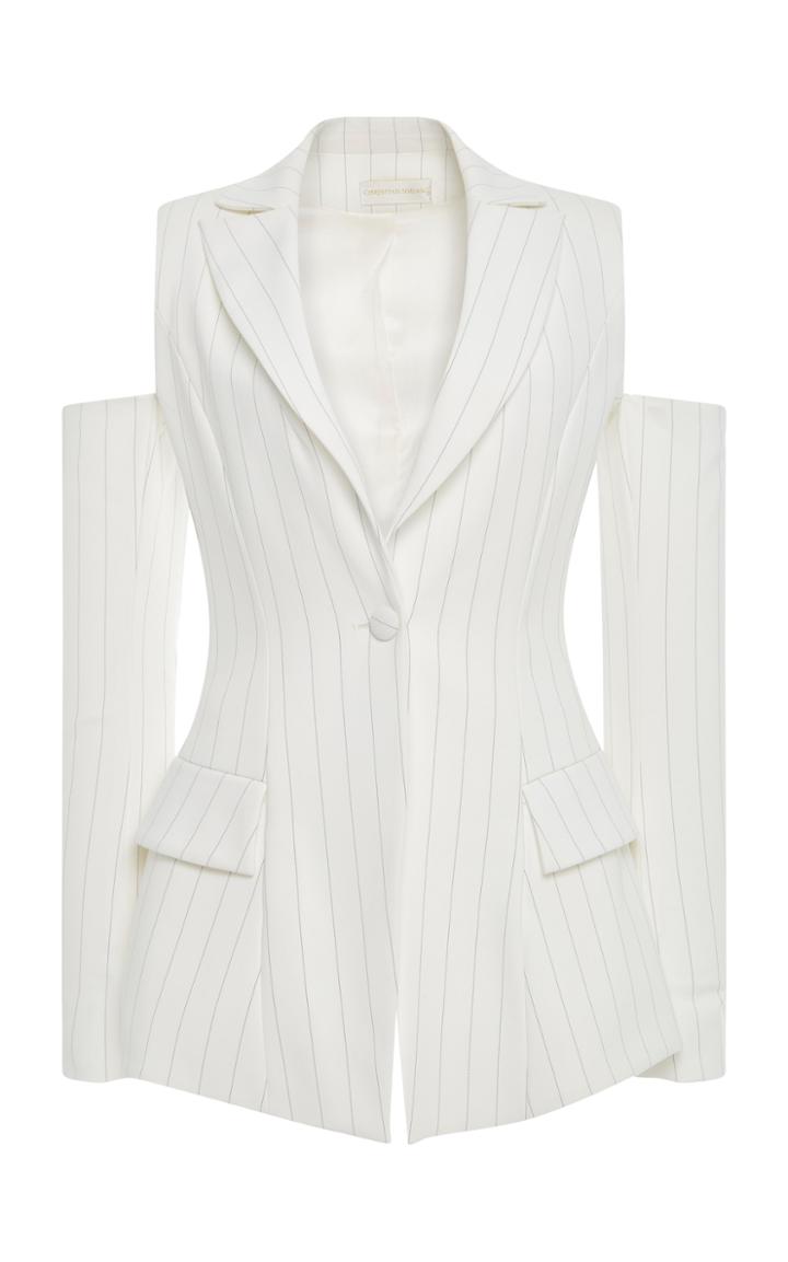 Christian Siriano Pin Stripe Cut Out Blazer
