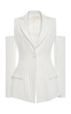 Christian Siriano Pin Stripe Cut Out Blazer