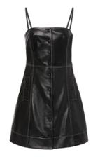 Ganni Top-stitched Leather Mini Dress