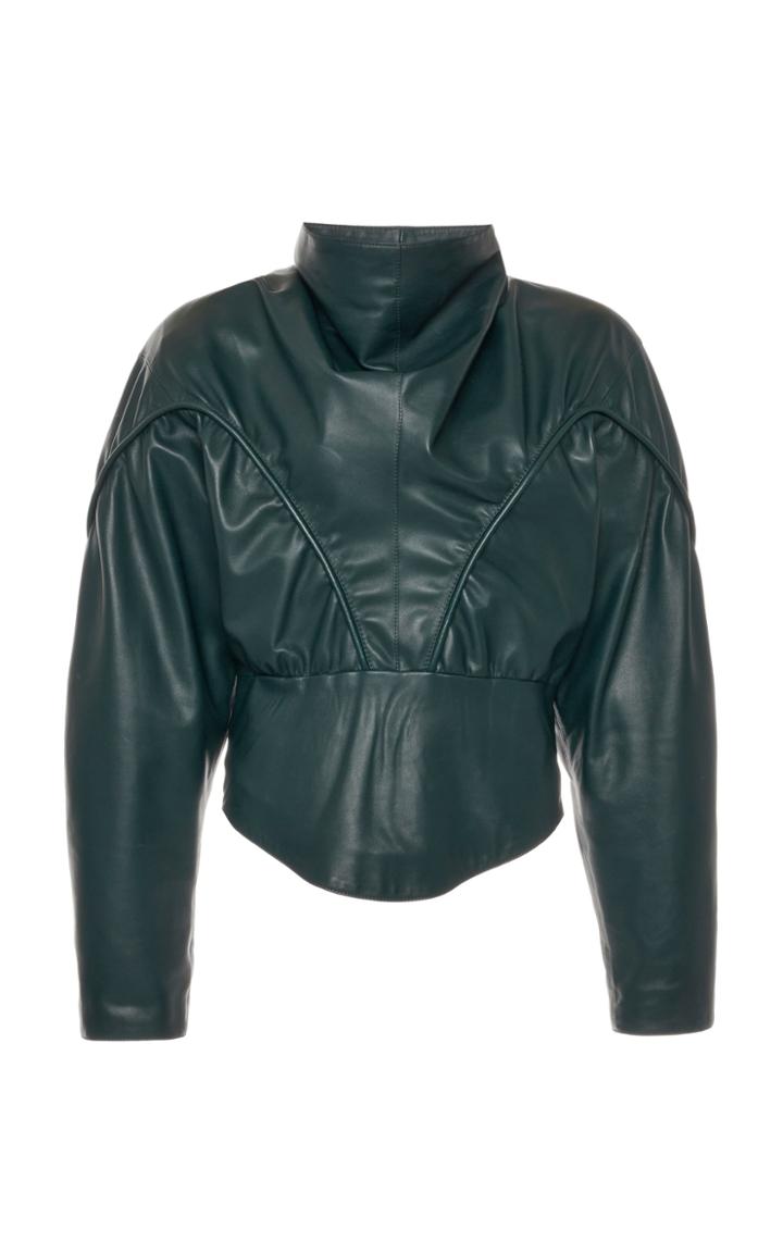 Moda Operandi Isabel Marant Loneya Cowl-neck Leather Top
