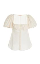 Maggie Marilyn Picking Daisies Ruched Cotton-poplin Top