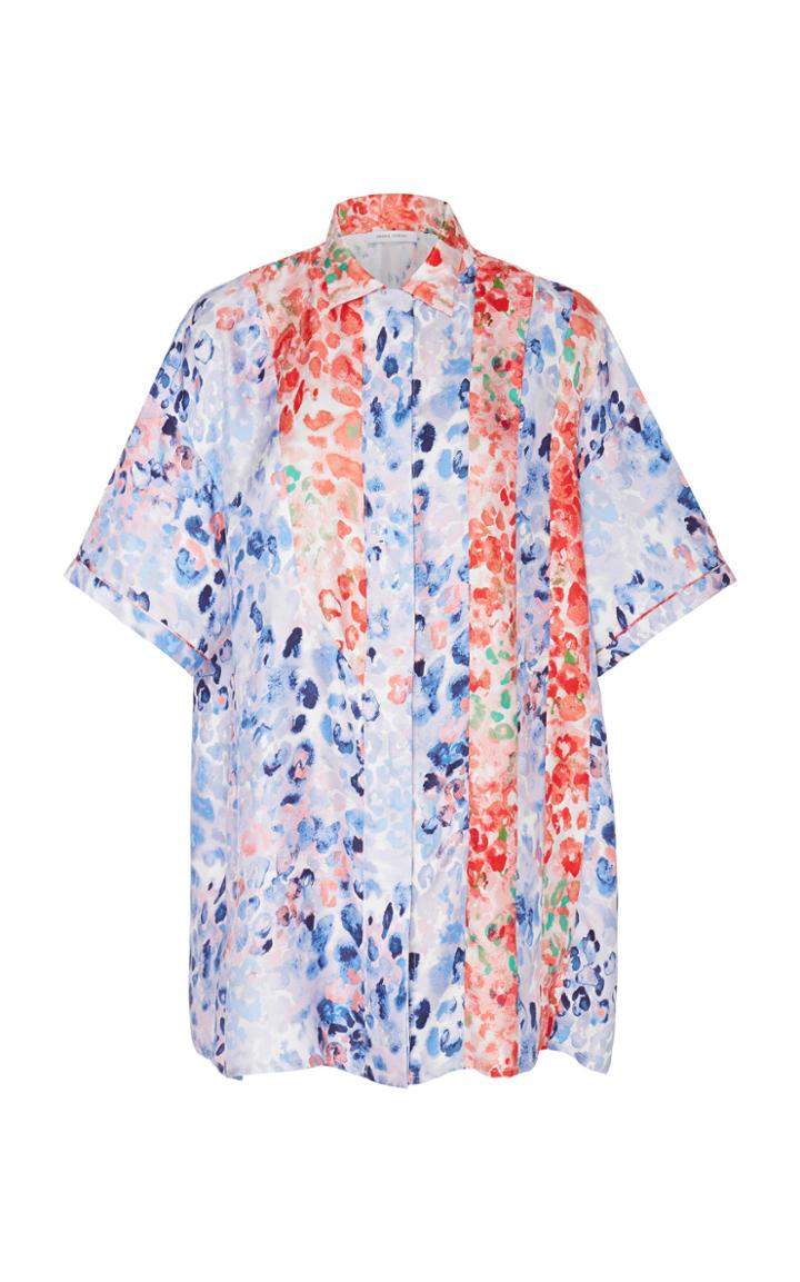 Prabal Gurung Printed Silk Button Down Shirt