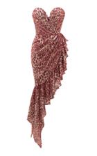 Rasario Draped Leopard Print Chiffon Corset Mini Dress