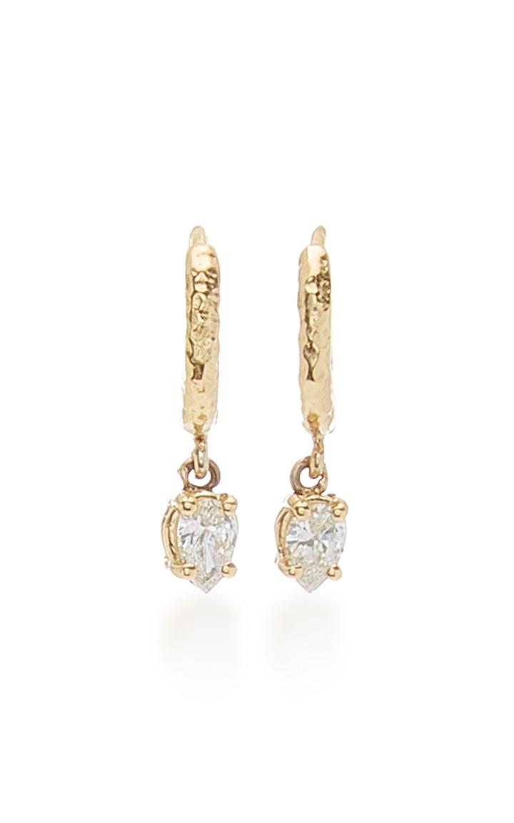 Octavia Elizabeth Charmed Pear 18k Yellow Gold & Diamond Hoop Earrings