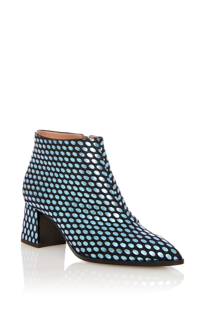 Pollini Turquoise Lam Pop Printed Calf Geometric Bootie