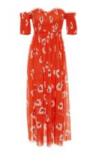 Ganni Tilden Floral Off The Shoulder Smocked Midi Dress