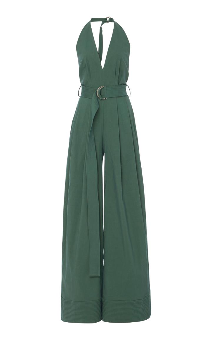 Adam Lippes Stretch Cotton Halter Jumpsuit
