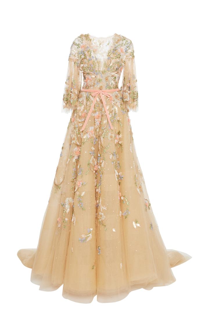 Marchesa Floral Embellishment Gown