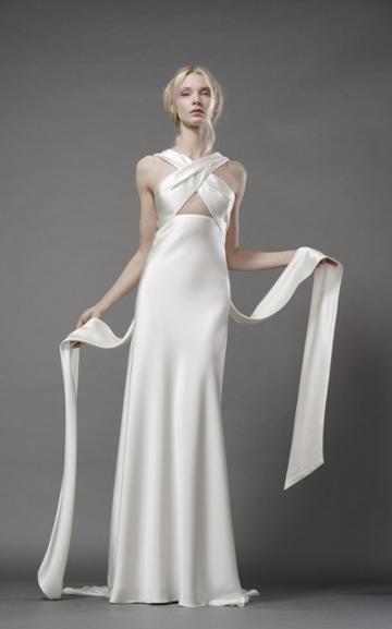 Elizabeth Fillmore Harlow Silk Bias Gown With Banded Wrap Bodice