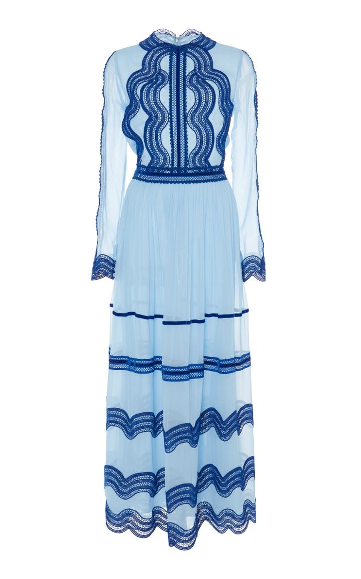 Costarellos Specialorder - Lace-trim Silk Chiffon Dress - Mq