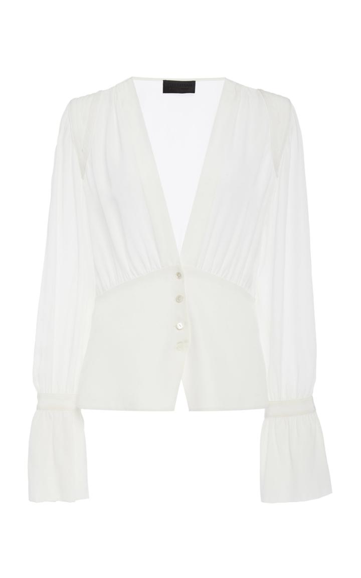 Nili Lotan Mariana Pleated Silk-chiffon Top