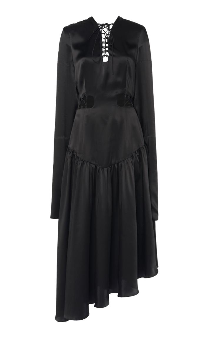 Matriel Lace Up Silk Dress