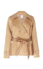 Huishan Zhang Julia Pleated-trimmed Wool Peacoat