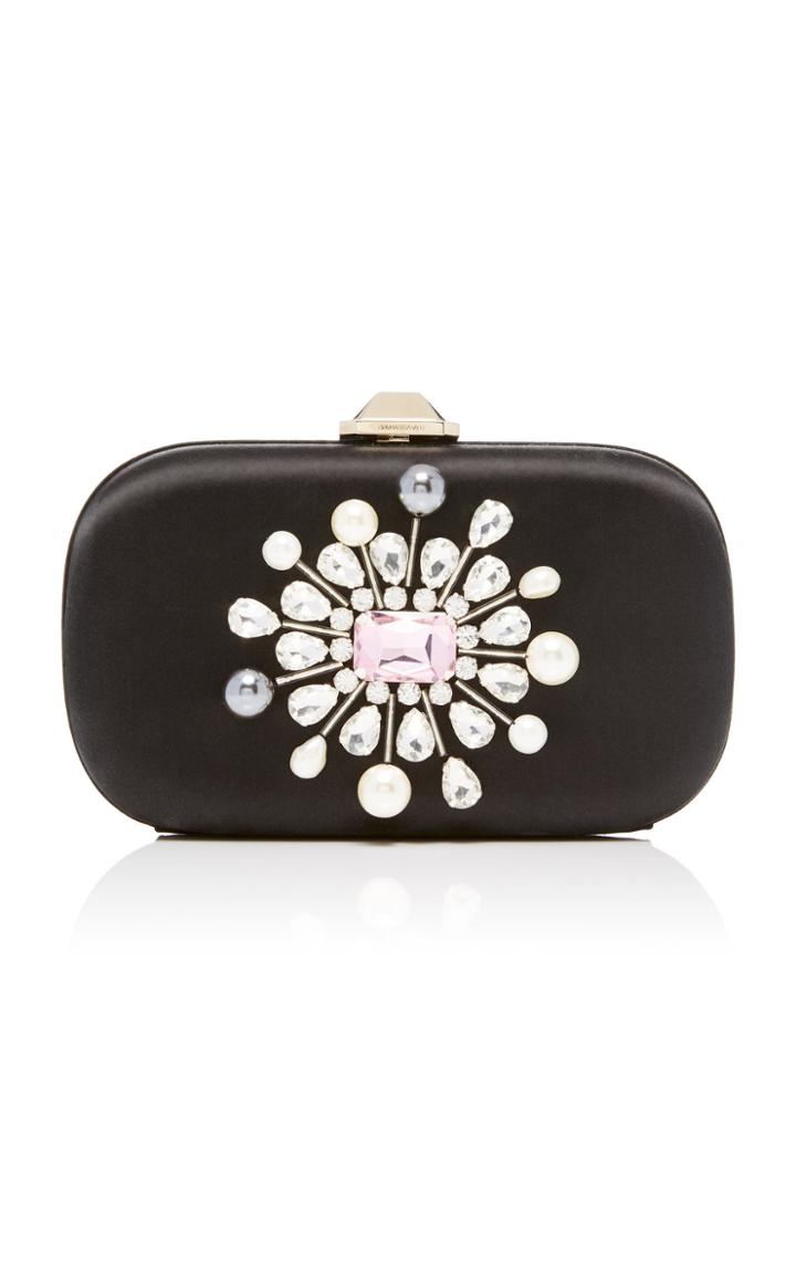 Giambattista Valli Satin Clutch With Crystal Embellishment