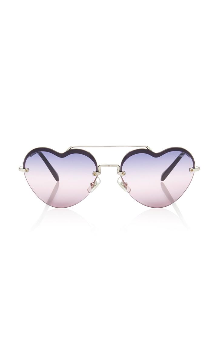 Miu Miu Heart-frame Metal Sunglasses
