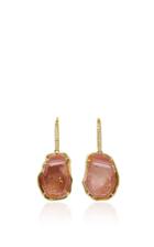 Kimberly Mcdonald Pink Geode And Diamond Hook Earrings