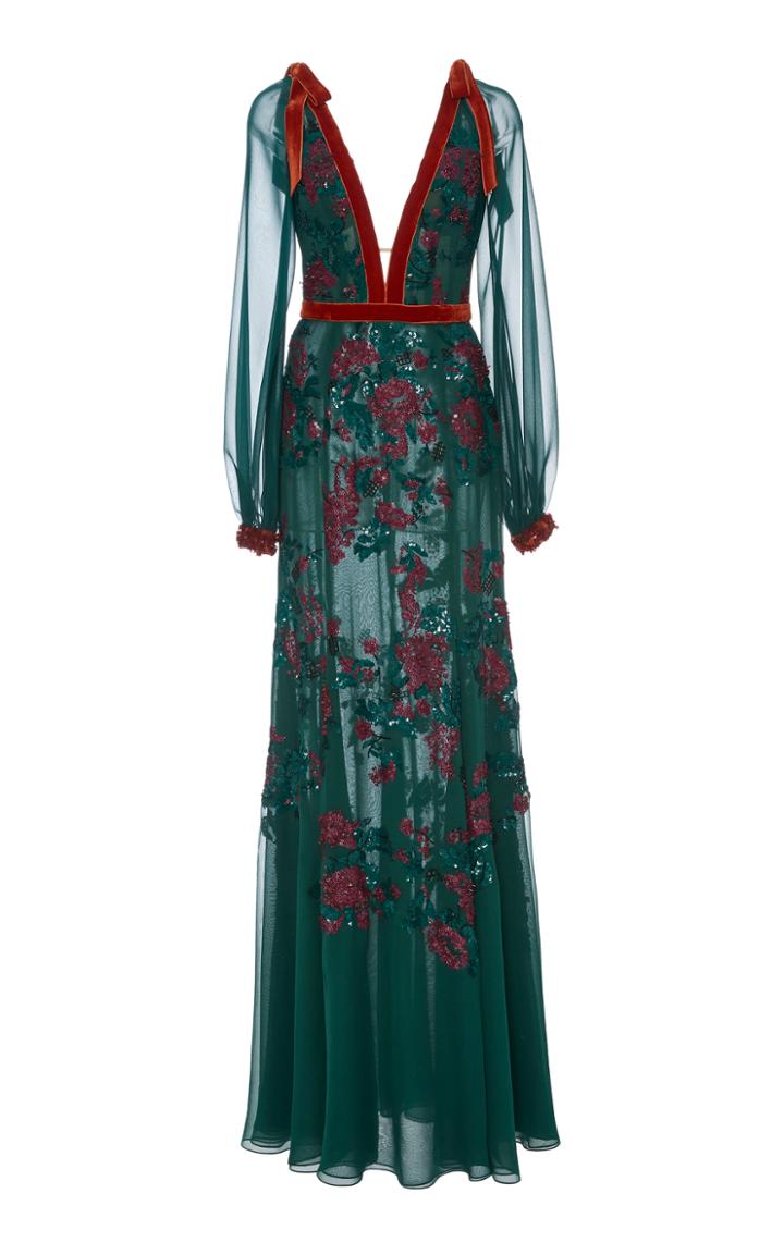 J. Mendel Floral Embroidered Gown