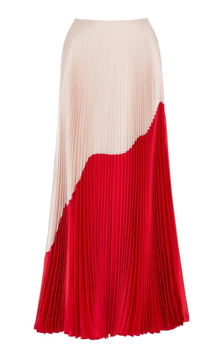 Reem Acra Pleated Color Block Skirt