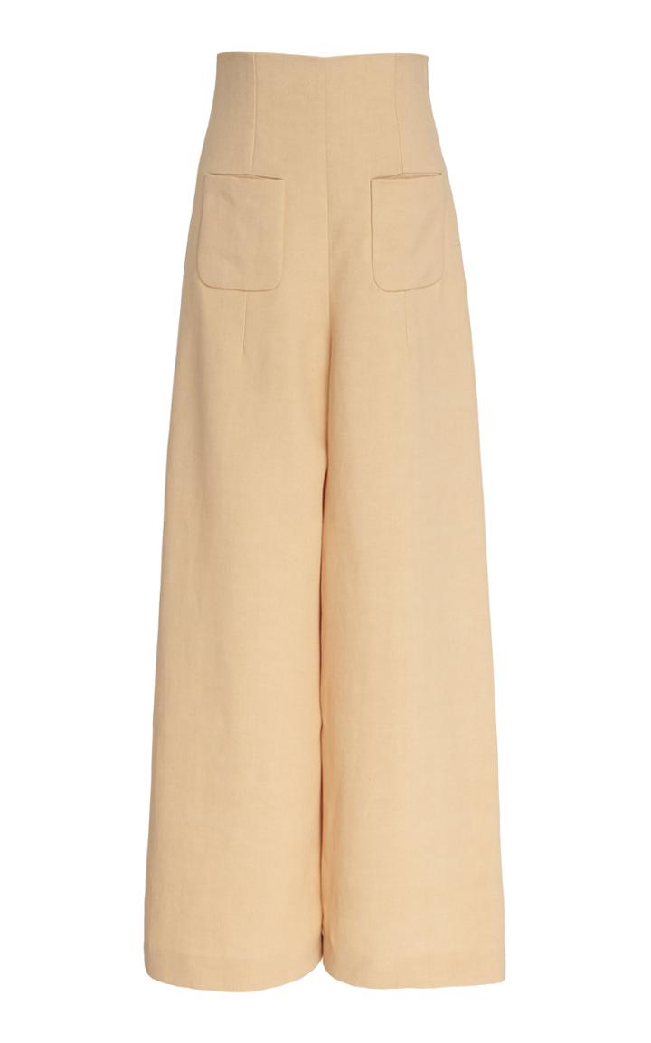 Delpozo Linen Canvas Extra-high Midi Pants