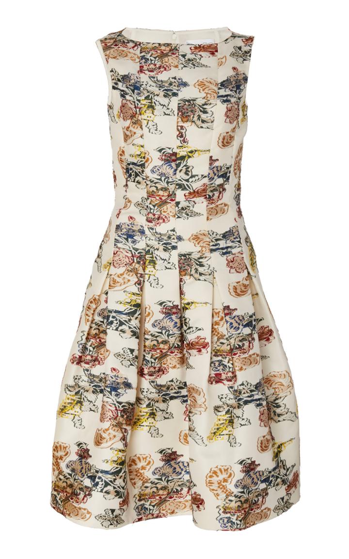 Oscar De La Renta Floral-patterned Sleeveless Midi Dress
