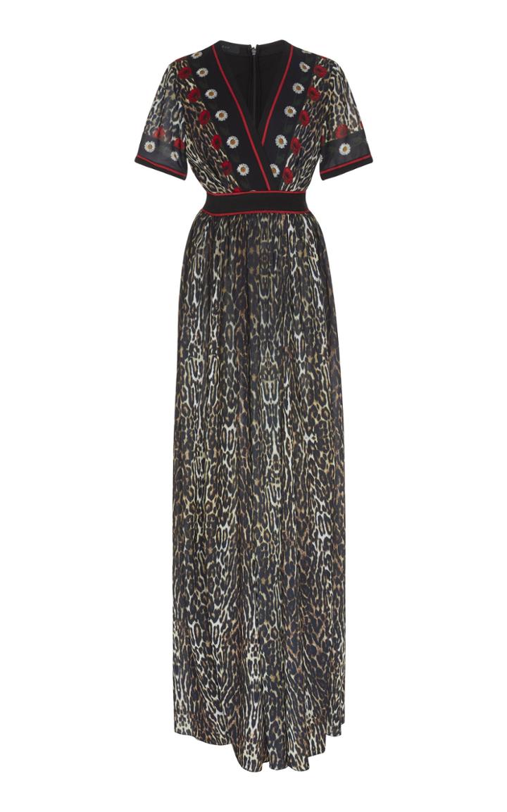 Elie Saab Mixed Print Maxi Dress
