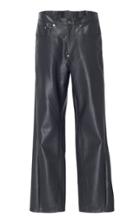 Pushbutton Corseted-back Straight Leather Pants