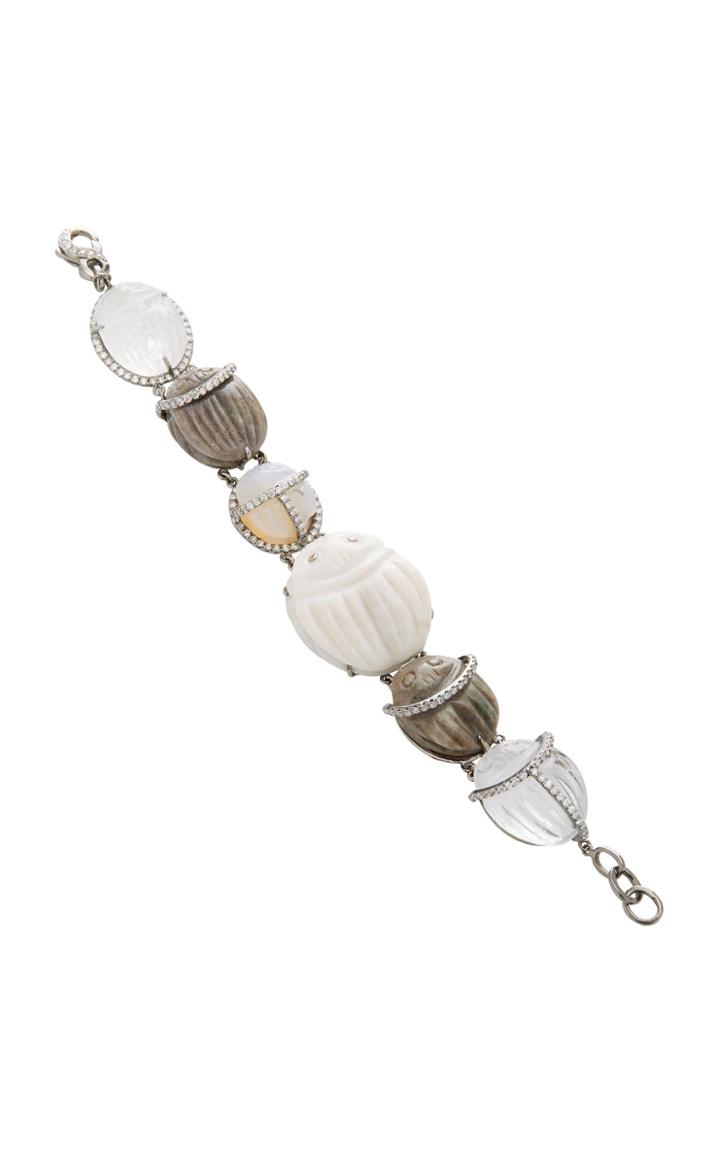 Kimberly Mcdonald One-of-a-kind Opal And Quartz Scarab Bracelet With Diamonds Set In 18k White Gold