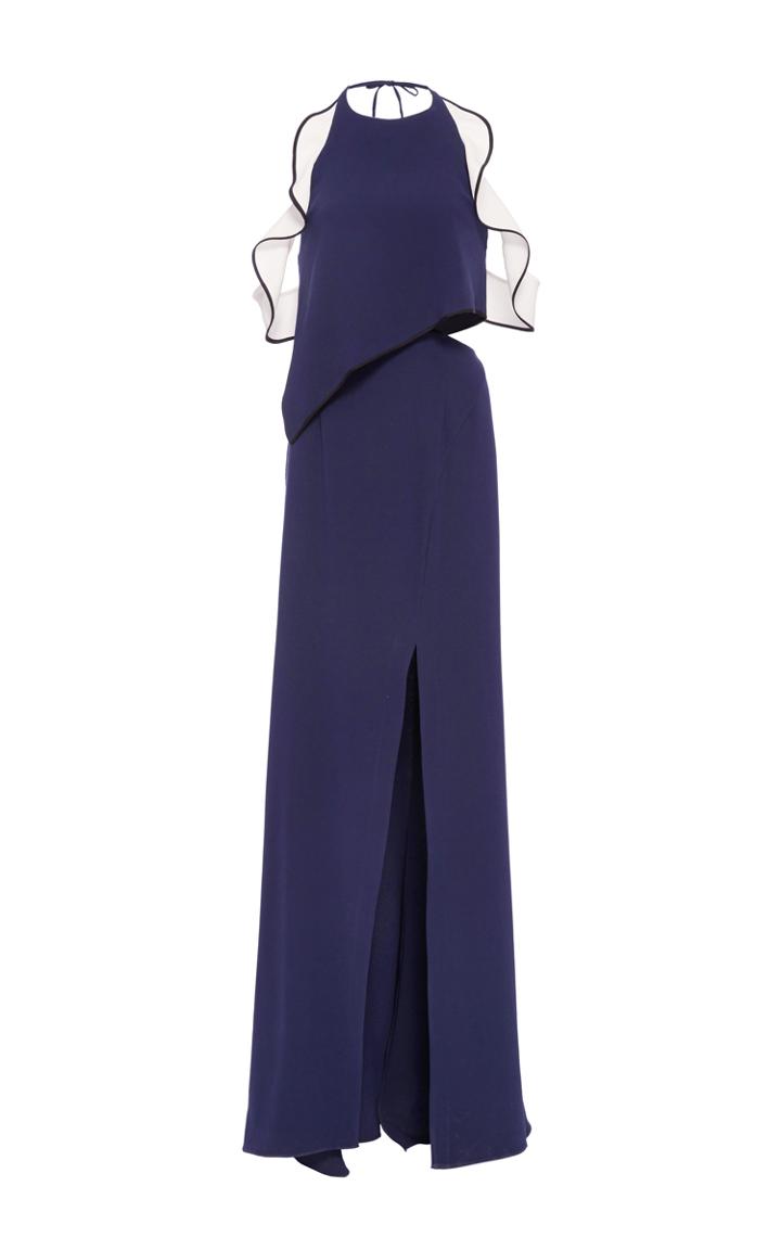Jonathan Simkhai Ruffle Slit Crepe Gown