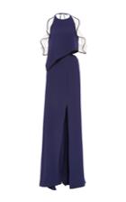 Jonathan Simkhai Ruffle Slit Crepe Gown