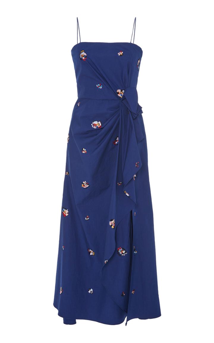 Prabal Gurung Side Ruched Embroidered Dress