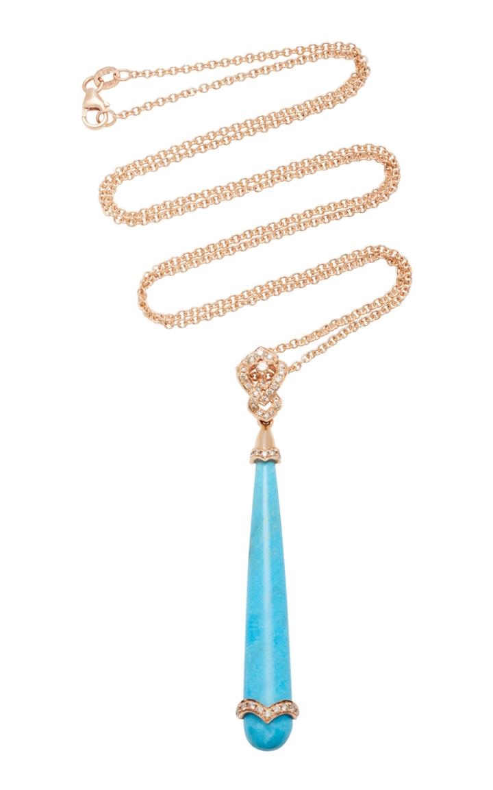 Sara Weinstock 18k Gold Turquoise And Diamond Necklace