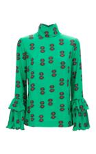 La Doublej Ruffle Tiered-sleeve Printed Top