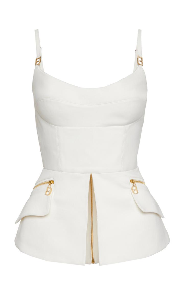 Brandon Maxwell Branded Cotton Peplum Top