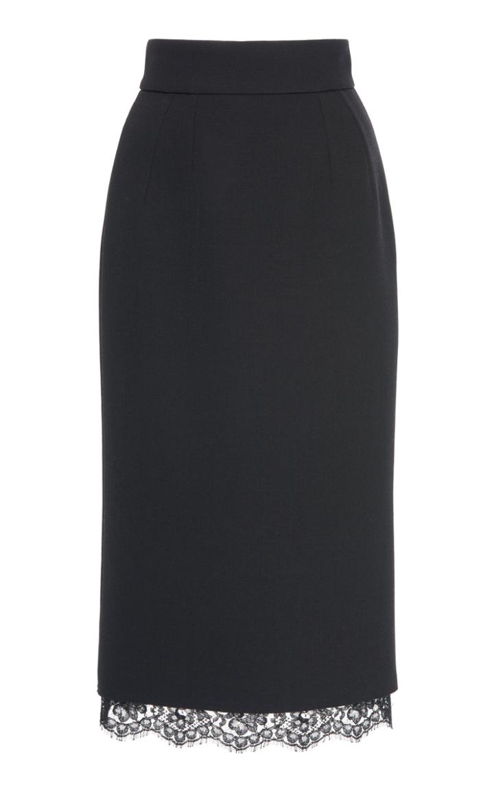 Dolce & Gabbana Lace-trimmed Crepe Midi Skirt